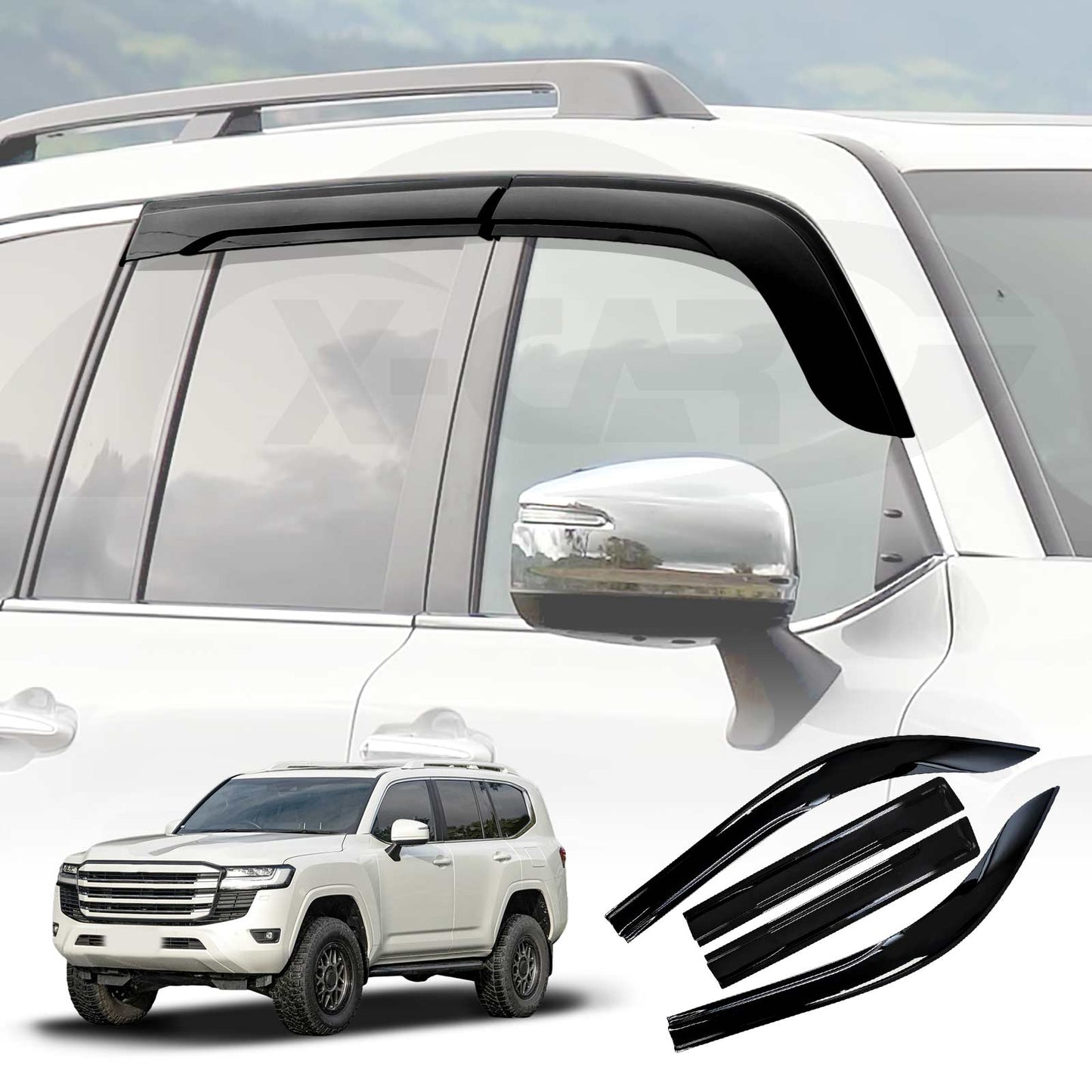 Weathershields for Toyota Landcruiser 300 LC300 2021-2025 Car Weather Shields Wind Deflectors Window Sun Visor 4-Piece Set