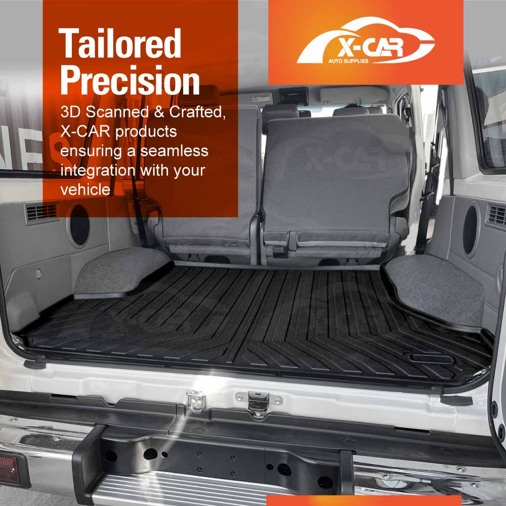 3D Floor Mats Boot Liner Set for Toyota Landcruiser 70/76 Series 2012-2023 All Weather Heavy Duty Cargo Car Trunk Luggage Tray