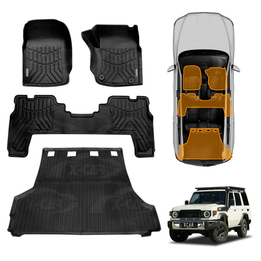 3D Floor Mats Boot Liner Set for Toyota Landcruiser 70/76 Series 2023-Onwards All Weather Heavy Duty Cargo Car Trunk Luggage Tray