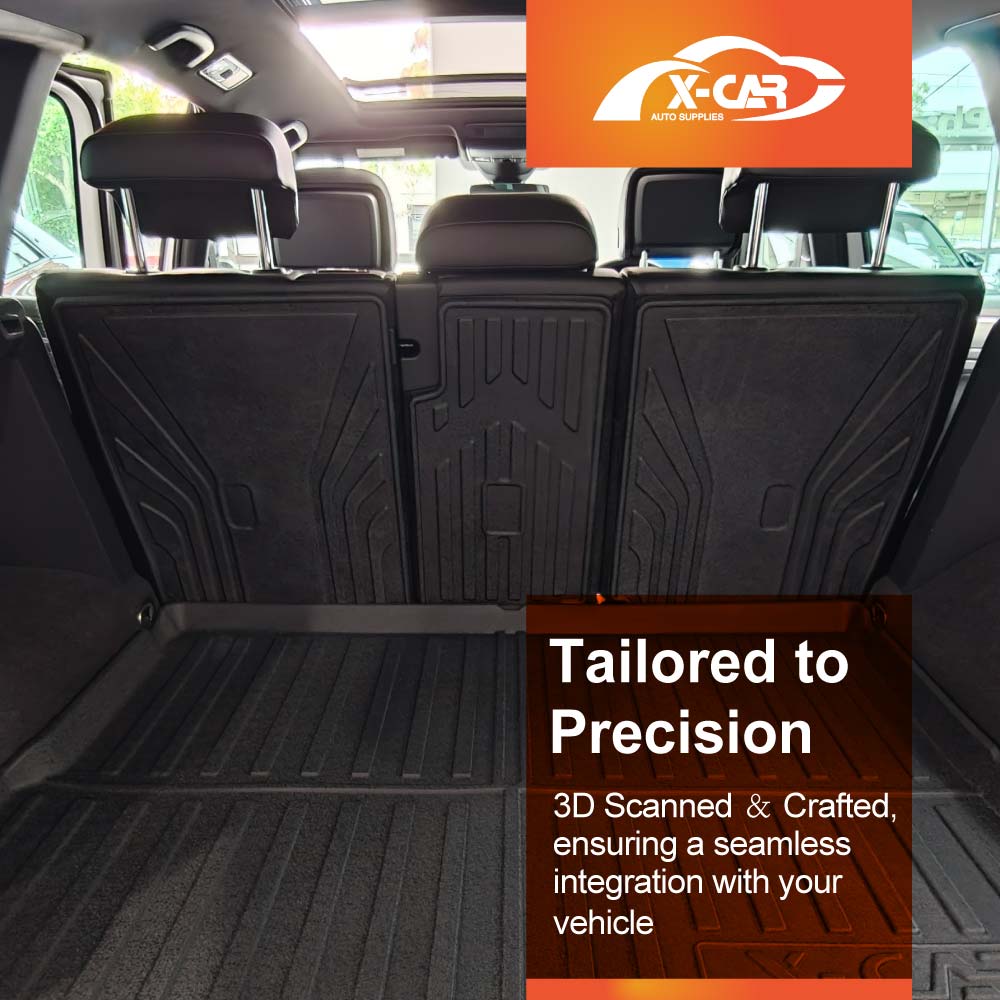 3D Floor Mats Boot Liner Set for Volkswagen VW Tiguan 2016-2024 All Weather Heavy Duty Cargo Kick Mats Back Seat Protector Cover