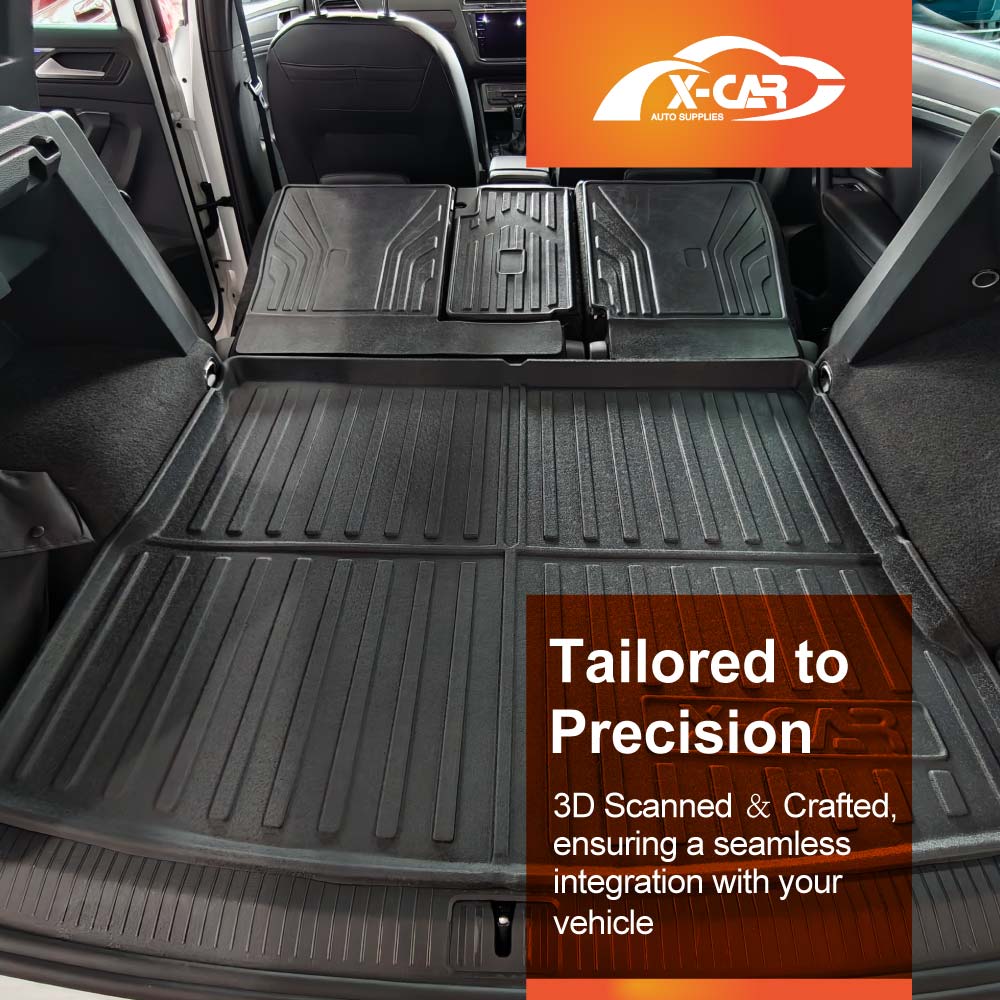 3D Floor Mats Boot Liner Set for Volkswagen VW Tiguan 2016-2024 All Weather Heavy Duty Cargo Kick Mats Back Seat Protector Cover