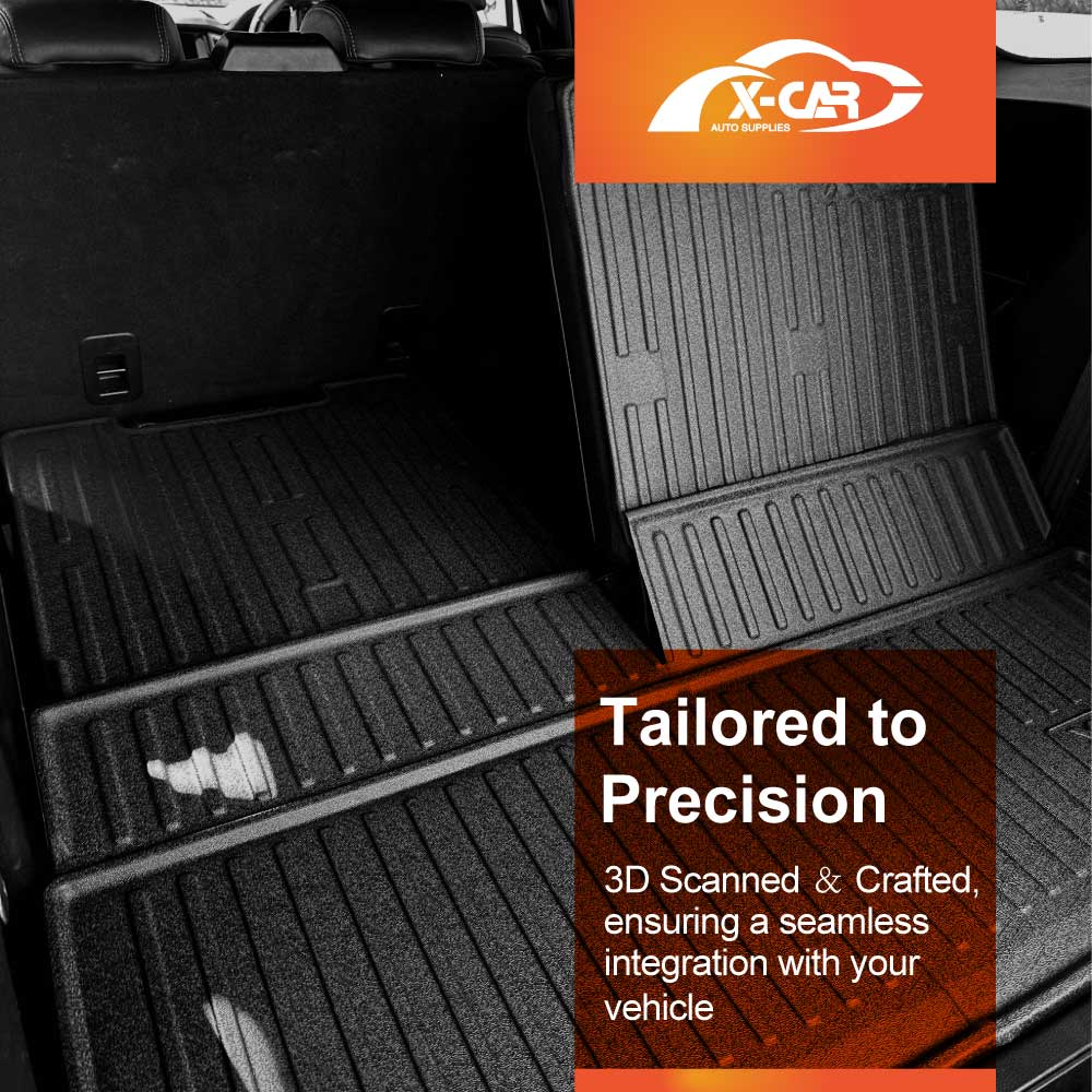 3D Floor Mats Boot Liner Set for Ford Everest 2022-Onwards All Weather Heavy Duty Cargo Kick Mats Back Seat Protector Cover