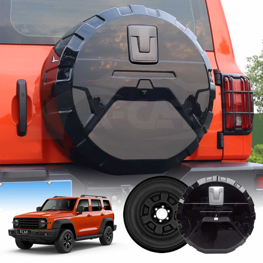Spare Wheel Cover with Fake Tyre for GWM Tank 300 2023-Onwards Tire Protective case Exterior Modification Accessories Glossy Black