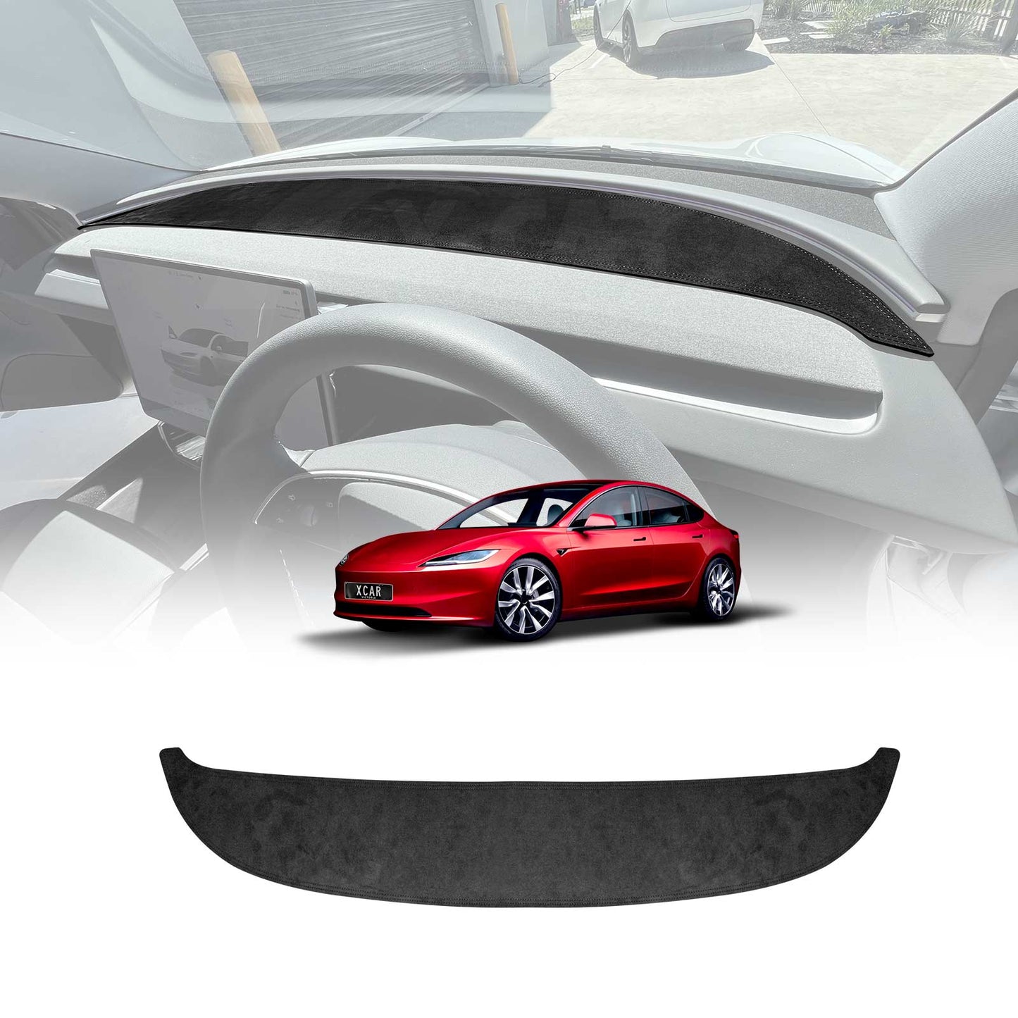 Dash Mat for Tesla Model 3 Highland 2023-2025 Non-Slip Microfiber Pad Cover Interior Accessories