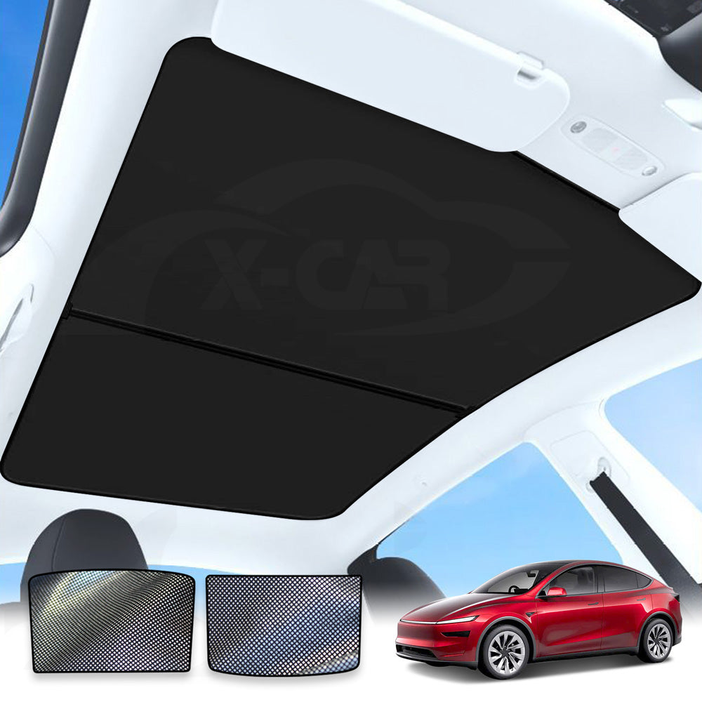 Glass Roof Sunshade Mesh for Tesla Model Y L 6-Seat 2026-Onwards Sunroof Sun Blind Shade UV Heat Insulation Film (Black)
