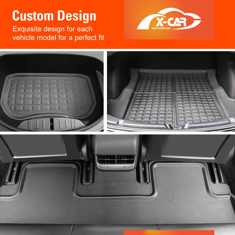 Boot Liner Set for Tesla Model 3 2019-2023 All Weather Heavy Duty XPE Rear Front Cargo Trunk Cover Mat Luggage Tray