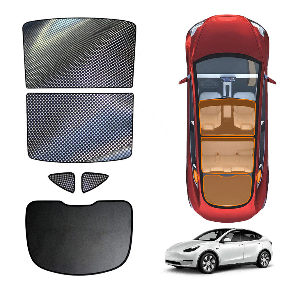 Rear Windscreen Glass Roof Sunshades for Tesla Model Y 2022–2025 Black Sunroof UV Heat Protection Mesh Sun Blind