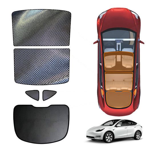 Rear Windscreen Glass Roof Sunshades for Tesla Model Y 2022–2025 Black Sunroof UV Heat Protection Mesh Sun Blind