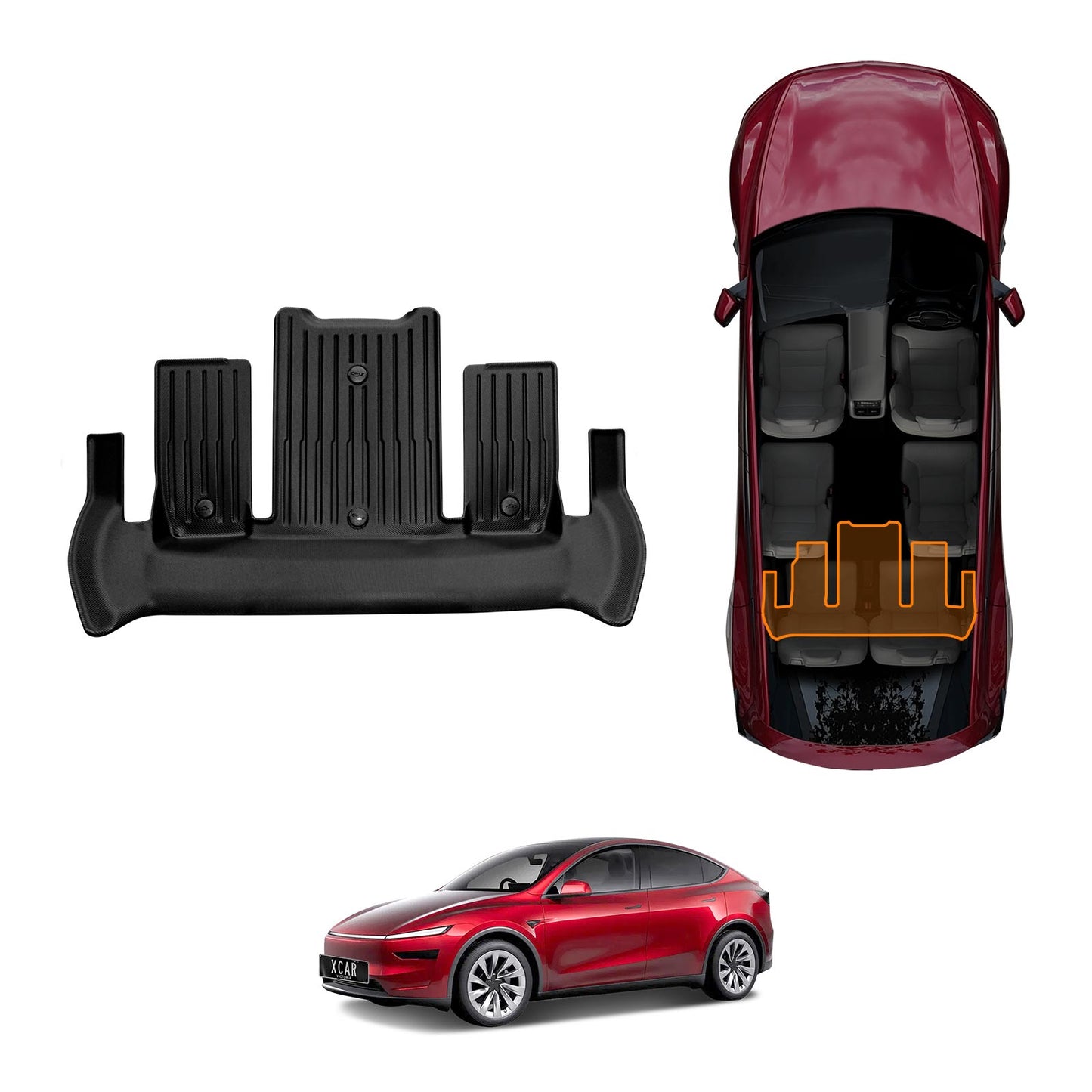 Third Row Floor Mat for Tesla Model Y L 6-Seat 2026-Onwards All Weather Heavy Duty Cargo Car Trunk Luggage Tray