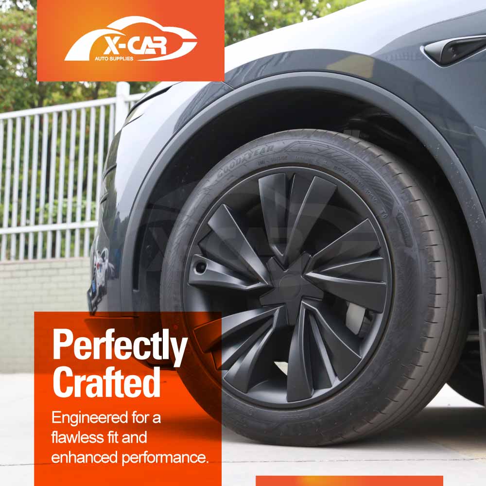 Tesla Model Y Juniper 2025-Onwards Wheel Protector Cover Caps 19 Inch Turbine Hubcap Hub Cap Matt Black Set of 4