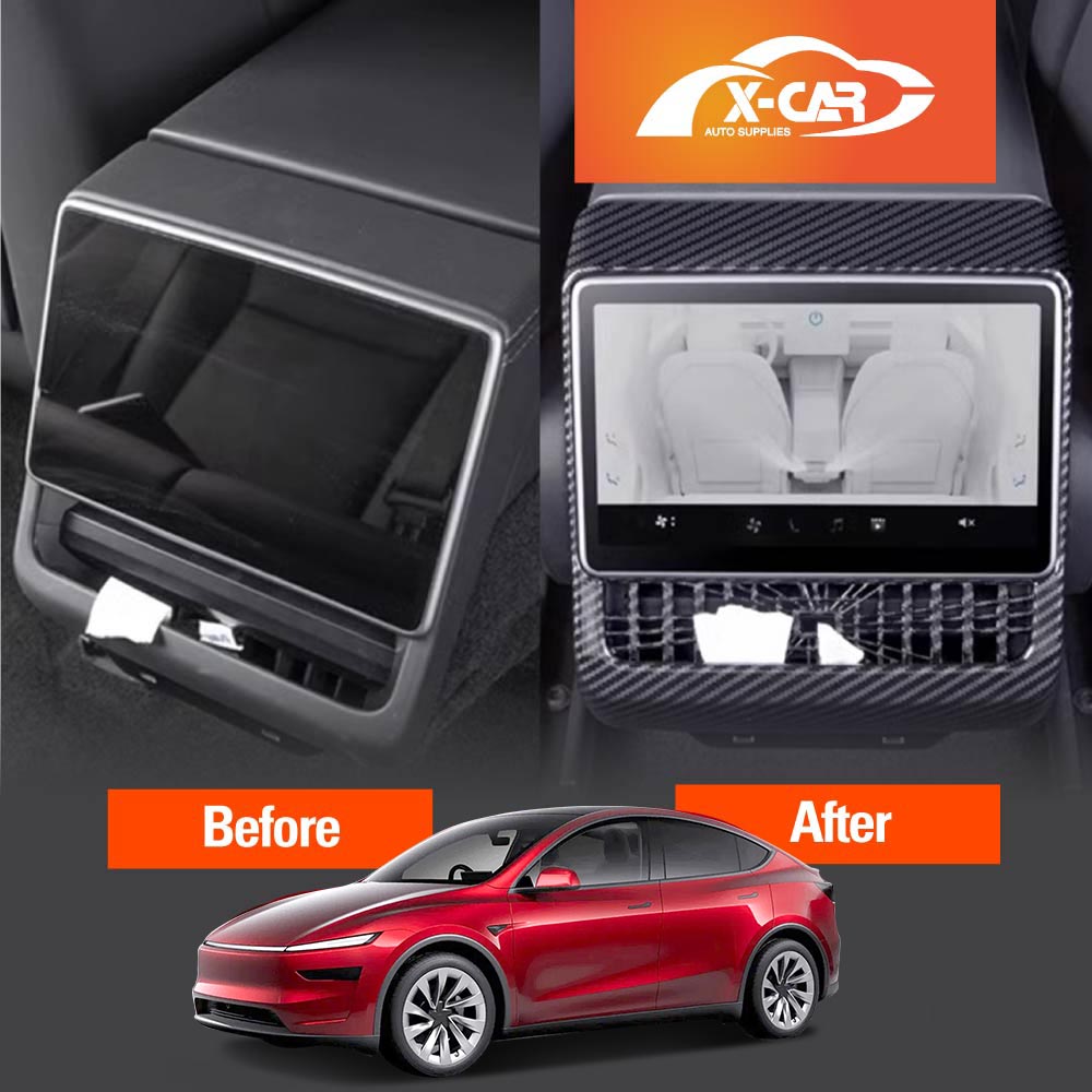 Carbon Fiber Style Panel Trim Set for Tesla Model Y Juniper 2025-Onwards Side View Camera Rear AC Vent Steering Wheel Accessories