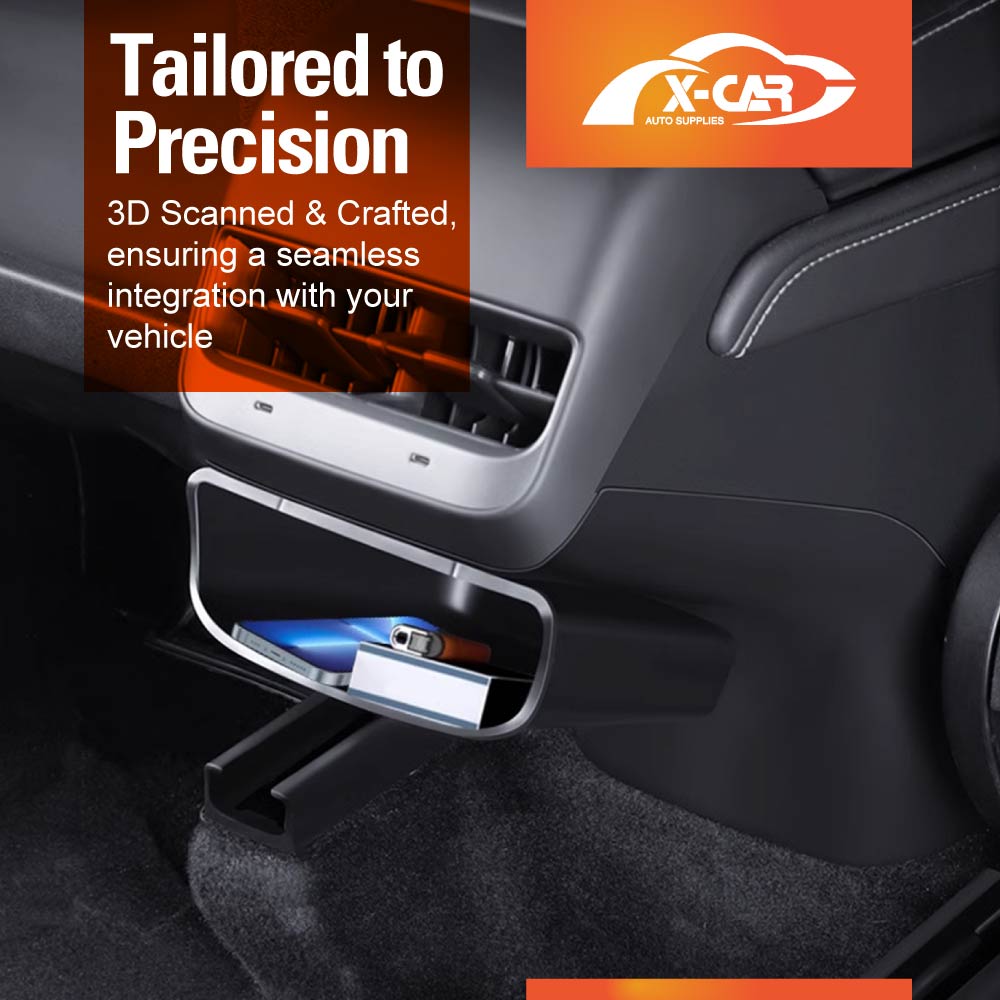 Rear Air Vent Storage Box with Removable Kick Panel for Tesla Model Y 2022-2025 Premium Stylish Upgrade Interior Organizer