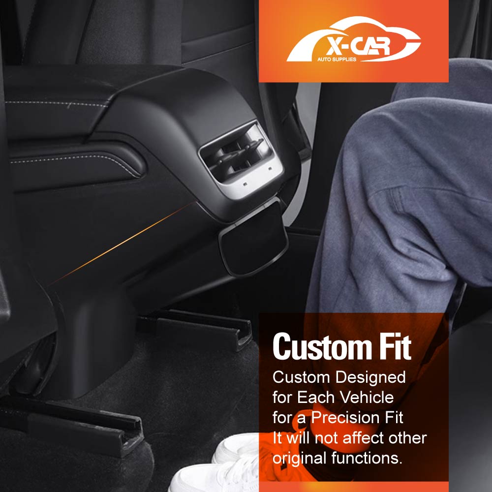 Rear Air Vent Storage Box with Removable Kick Panel for Tesla Model Y 2022-2025 Premium Stylish Upgrade Interior Organizer