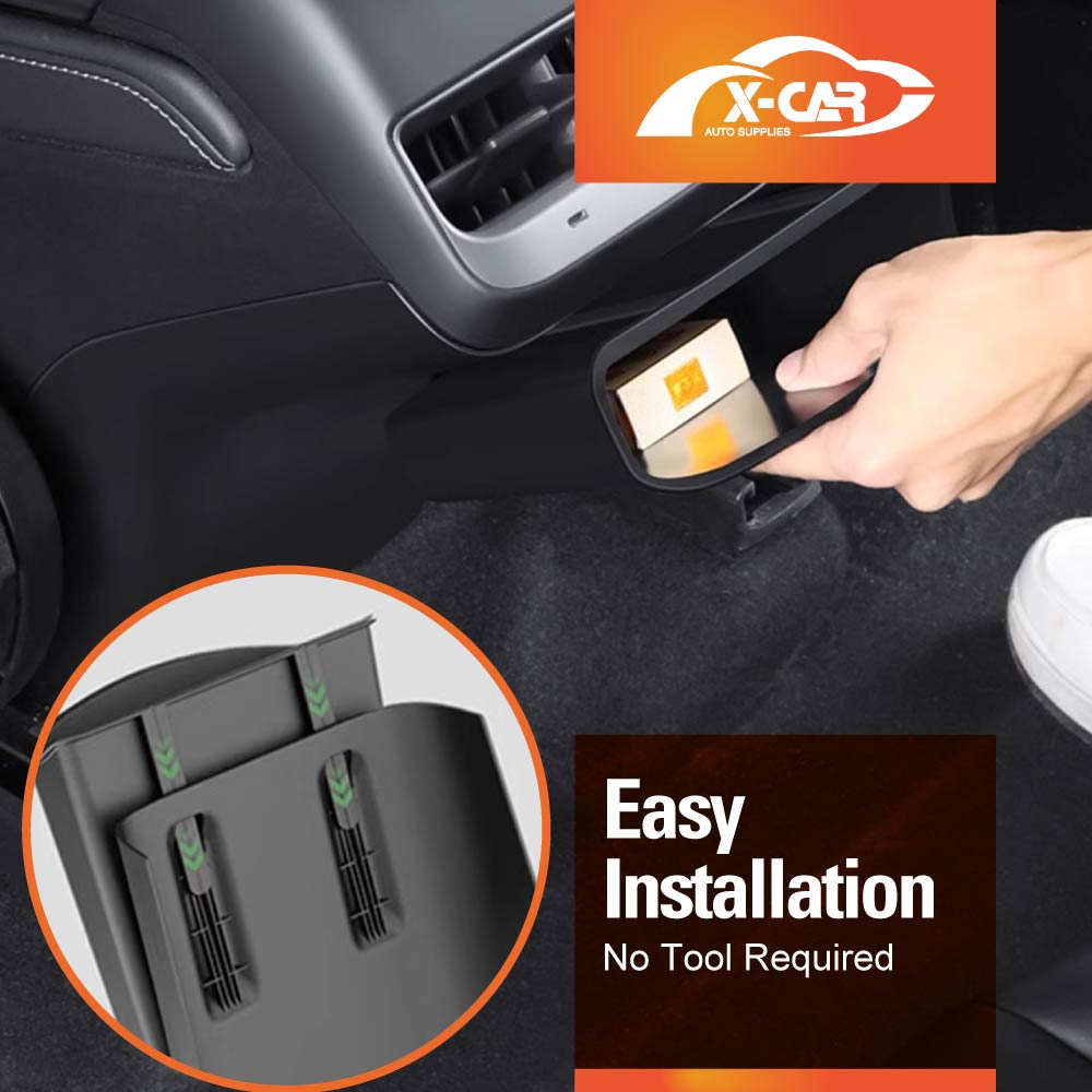 Rear Air Vent Storage Box with Removable Kick Panel for Tesla Model Y 2022-2025 Premium Stylish Upgrade Interior Organizer