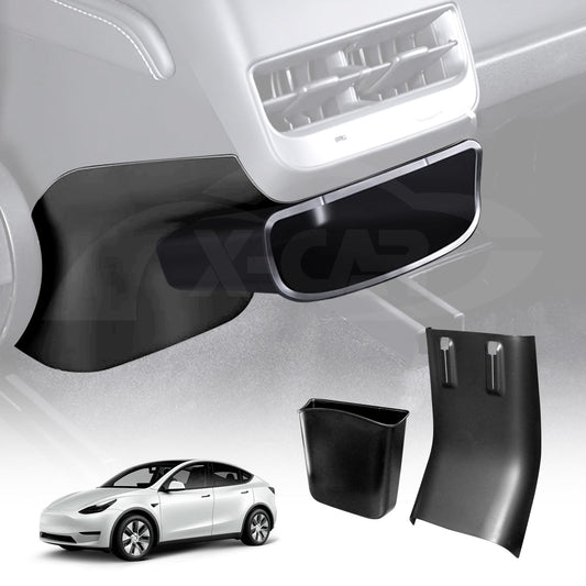 Rear Air Vent Storage Box with Removable Kick Panel for Tesla Model Y 2022-2025 Premium Stylish Upgrade Interior Organizer