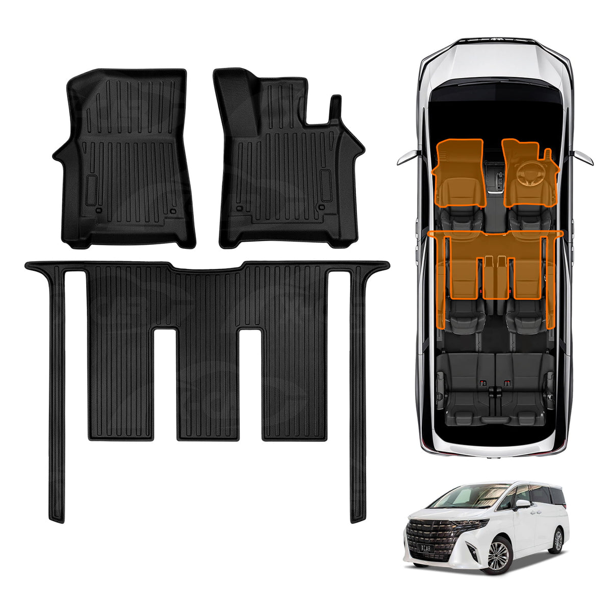 Front Rear Floor Mats for Toyota Alphard 2023-Onwards Heavy Duty All Weather Car Waterproof Interior Protection Liner