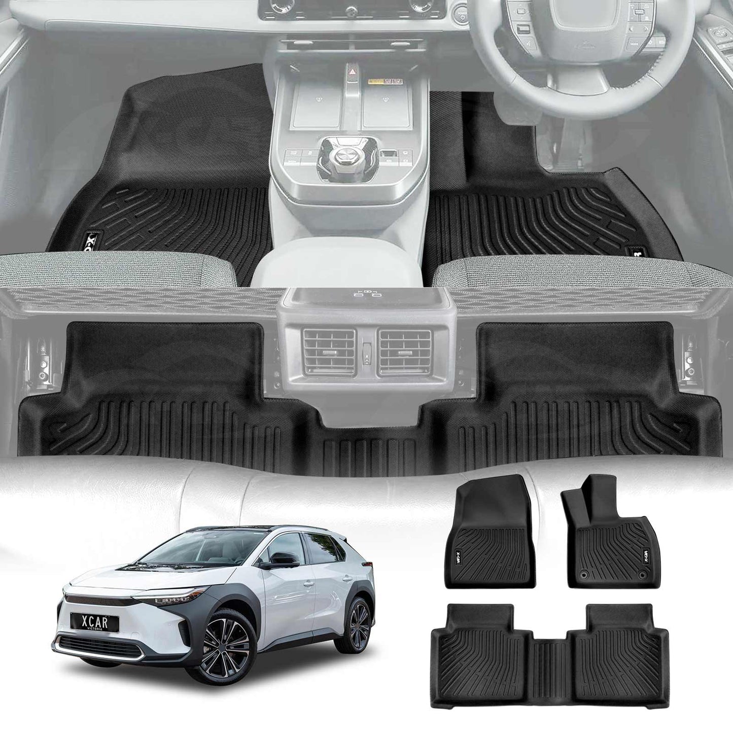 3D Floor Mats for Toyota bZ4X Auto 2WD 2023-Onwards Heavy Duty All Weather Car Waterproof Interior Protection Liner Set