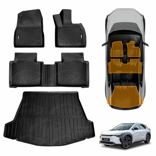 3D Floor Mats Boot Liner Set for Toyota bZ4X Auto 2WD 2023-Onwards All Weather Heavy Duty Cargo Car Trunk Luggage Tray