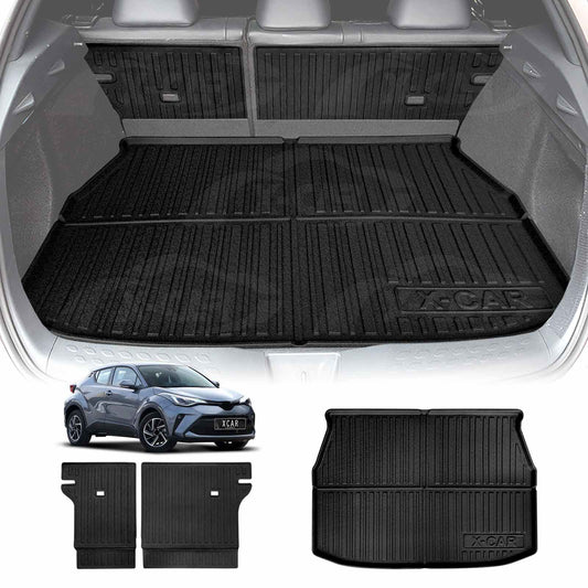 Boot Liner Kick Mats Set for Toyota C-HR CHR 2016-2023 All Weather Heavy Duty Cargo Car Trunk Back Seat Protector