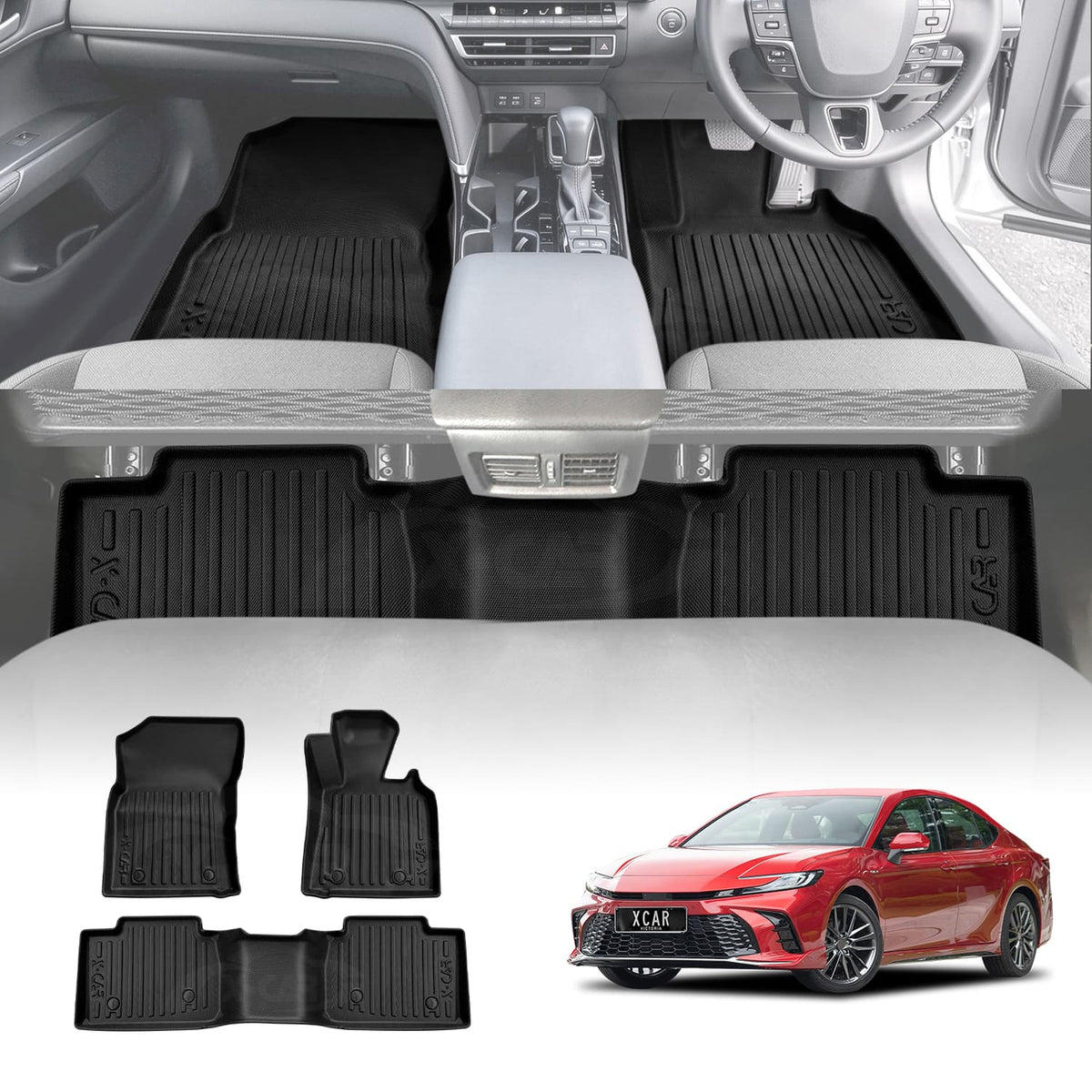 3D Floor Mats for Toyota Camry XV80 2024-Onwards Heavy Duty All Weather Car Waterproof Interior Protection Liner Set