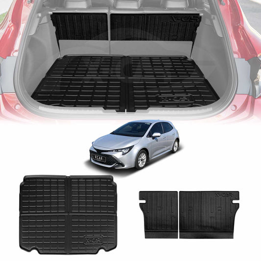 Boot Liner Set for Toyota Corolla Hatchback 2018-Onwards All Weather Heavy Duty Car Trunk Back Seat Protector Cargo Kick Mats