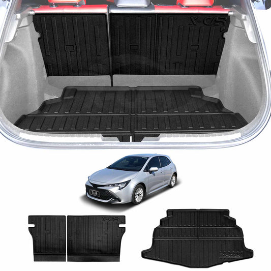 Boot Liner Set for Toyota Corolla Hatchback ZR Hybrid 2018-Onwards All Weather Heavy Duty Car Trunk Back Seat Protector Cargo Kick Mats