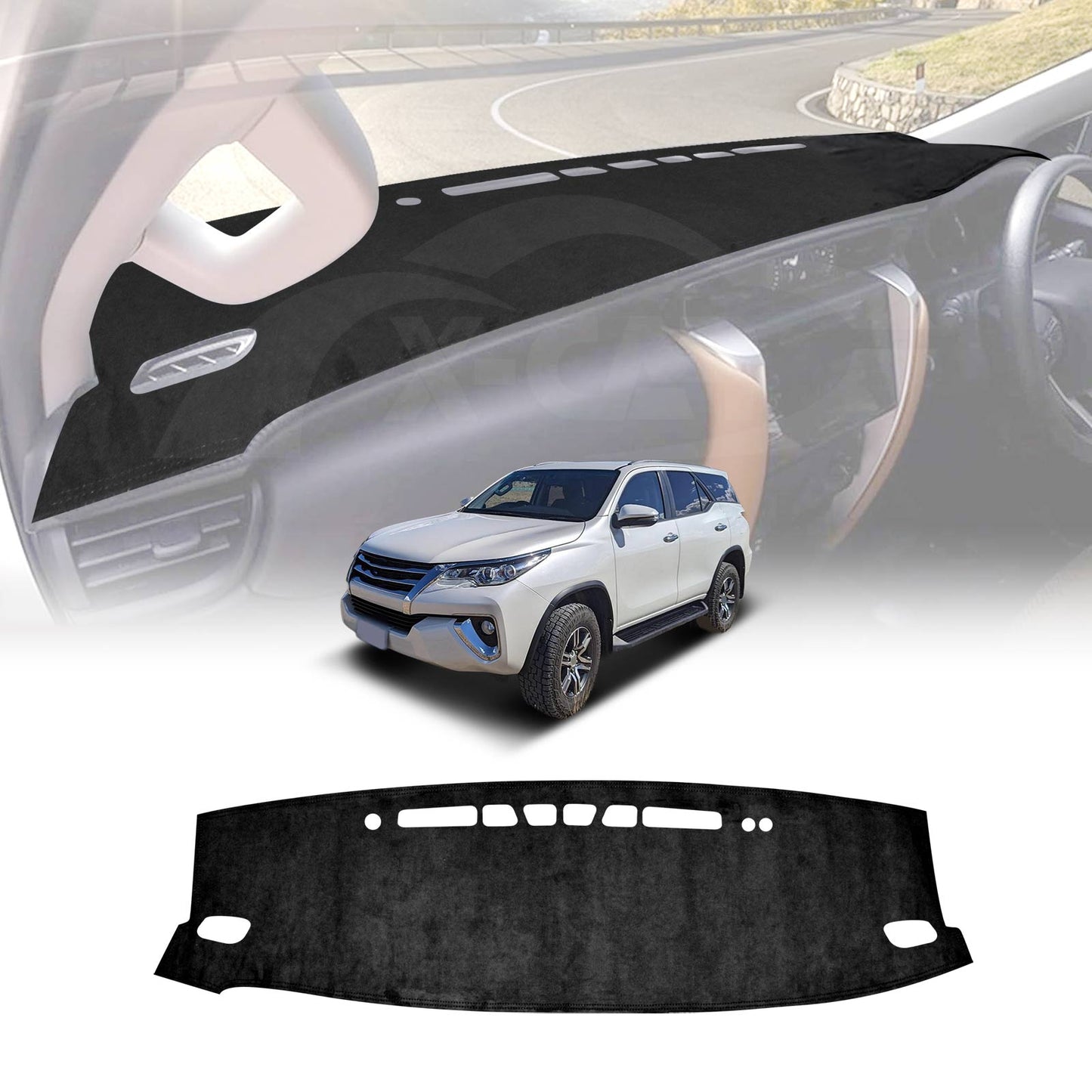 Dash Mat for Toyota Fortuner 2015-Onwards Non-Slip Microfiber Pad Cover Interior Accessories
