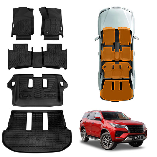 3D Floor Mats Boot Liner for Toyota Fortuner 2015-2025 All Weather Heavy Duty Cargo Car Trunk Luggage Tray