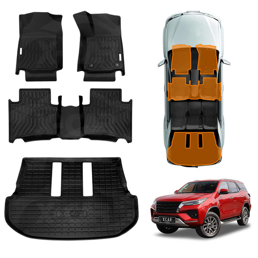 3D Floor Mats Boot Liner for Toyota Fortuner 2015-Onwards All Weather Heavy Duty Cargo Car Trunk Luggage Tray