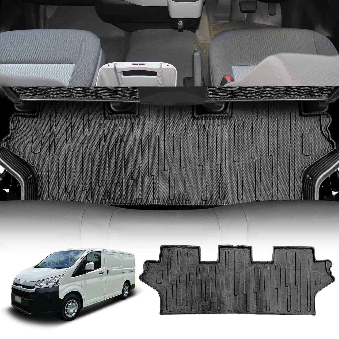 3D Rear Floor Mats for Toyota HiAce Van 2019-2025 Heavy Duty All Weather Car Mat Carpet Liner
