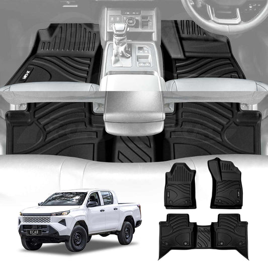 3D Floor Mats for Toyota Hilux Dual Cab Auto 2025-Onwards Heavy Duty All Weather Car Waterproof Interior Protection Liner Set