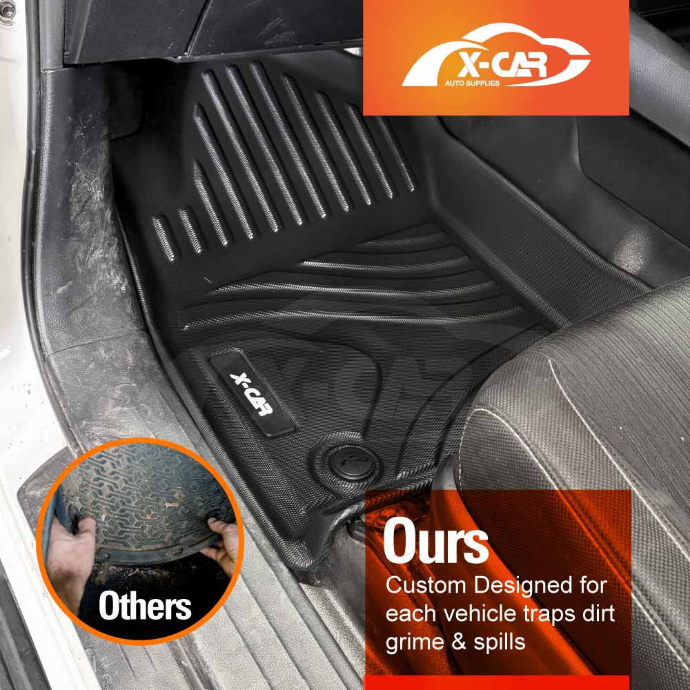 3D Floor Mats Tub Liner for Toyota Hilux Dual Cab 2016-2025 Plastic Tub A-Deck All Weather Heavy Duty Cargo Car Trunk Tailgate Ute Protector