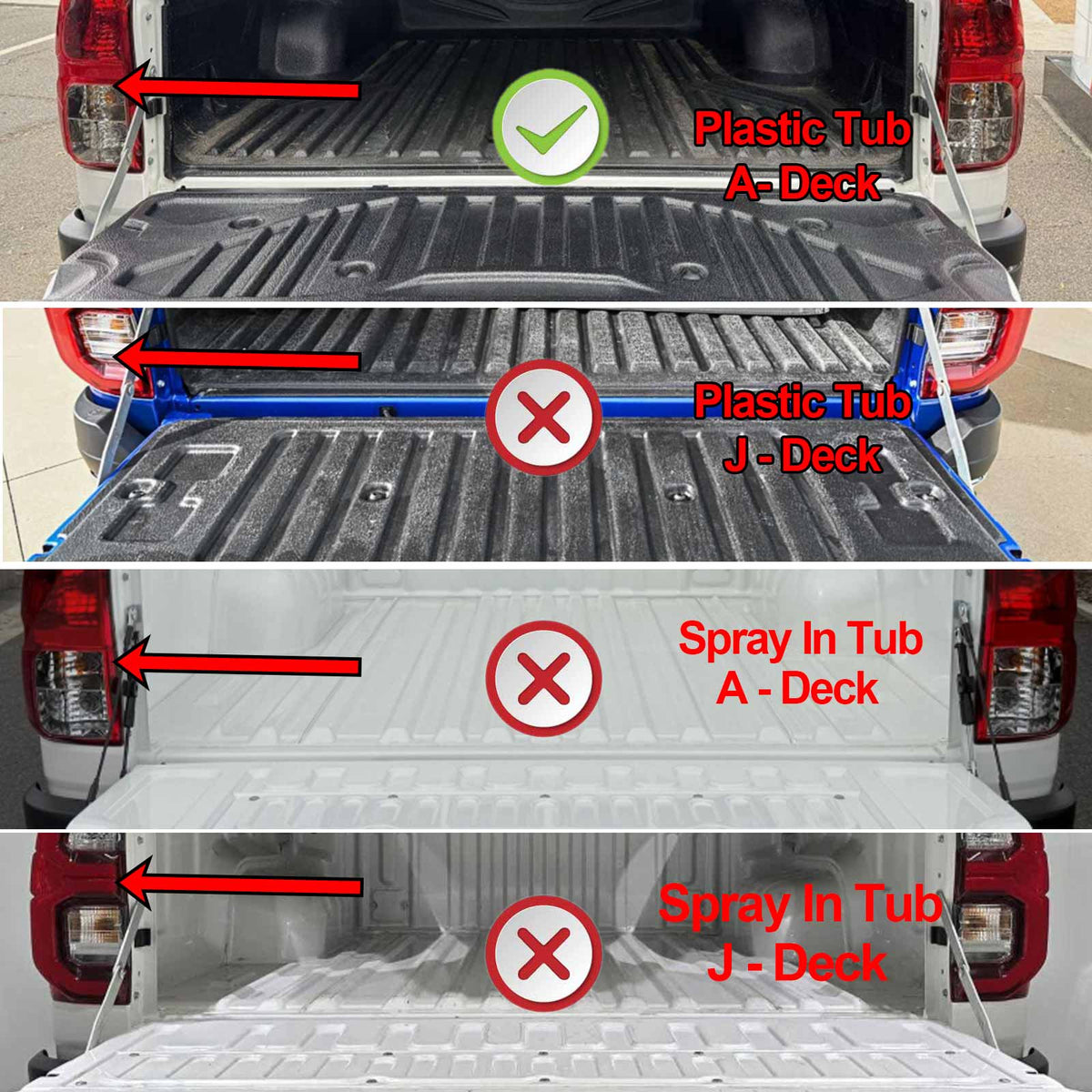 Tailgate Liner for Toyota Hilux Dual Cab 2016-2025 Plastic Tub A-Deck Heavy Duty All Weather Ute Protector Cover Mat