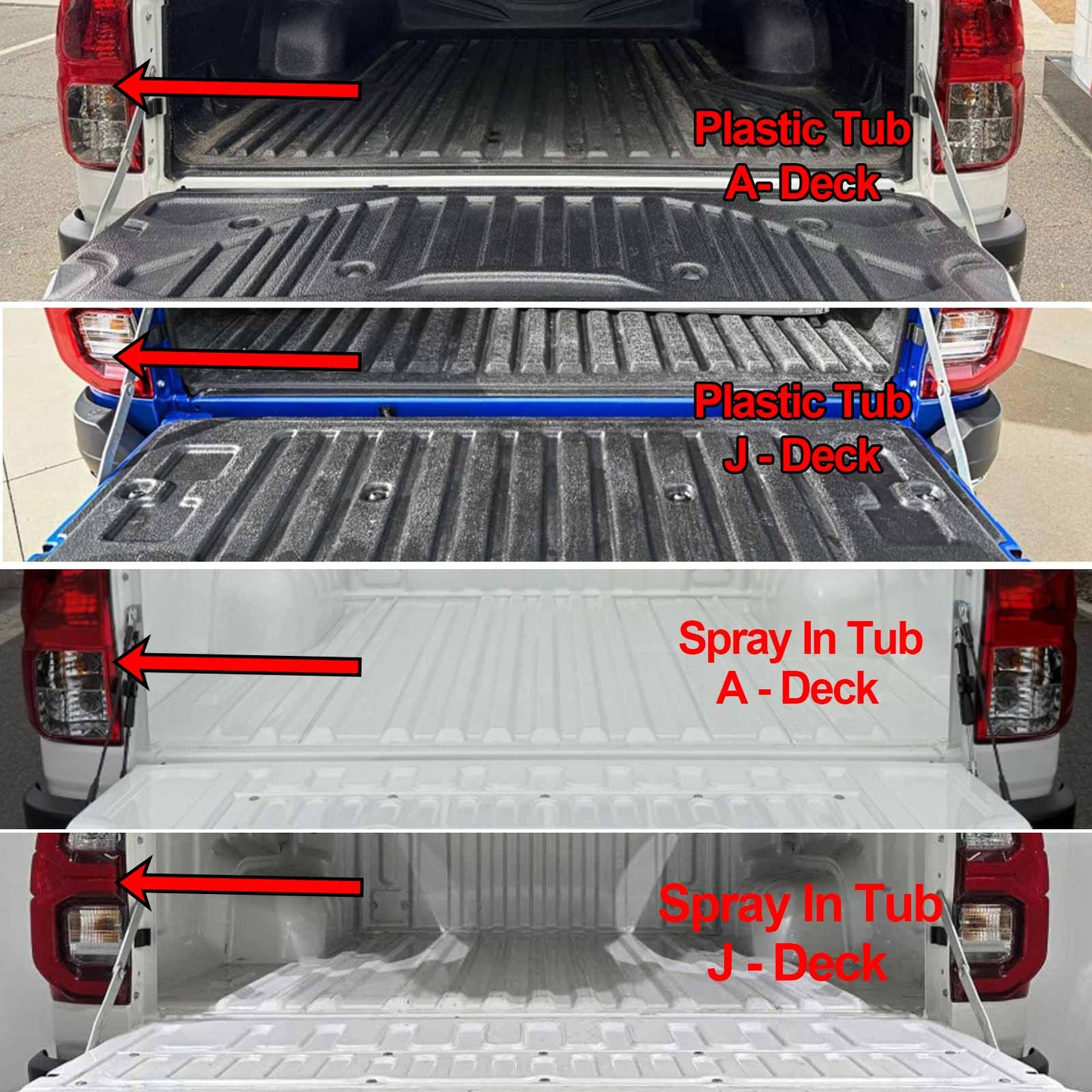 Tub Liner for Toyota Hilux Dual Cab 2016-2025 with Plastic Tub All Weather Heavy Duty Cargo Trunk Mat Luggage Tray