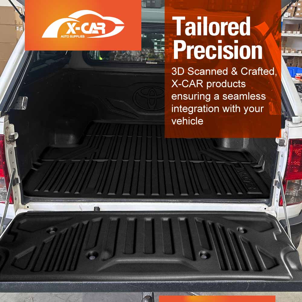 Tub Liner Tailgate Mat for Toyota Hilux Dual Cab 2016-2025 Plastic Tub A-Deck Heavy Duty All Weather Ute Protector Cargo Mats Set