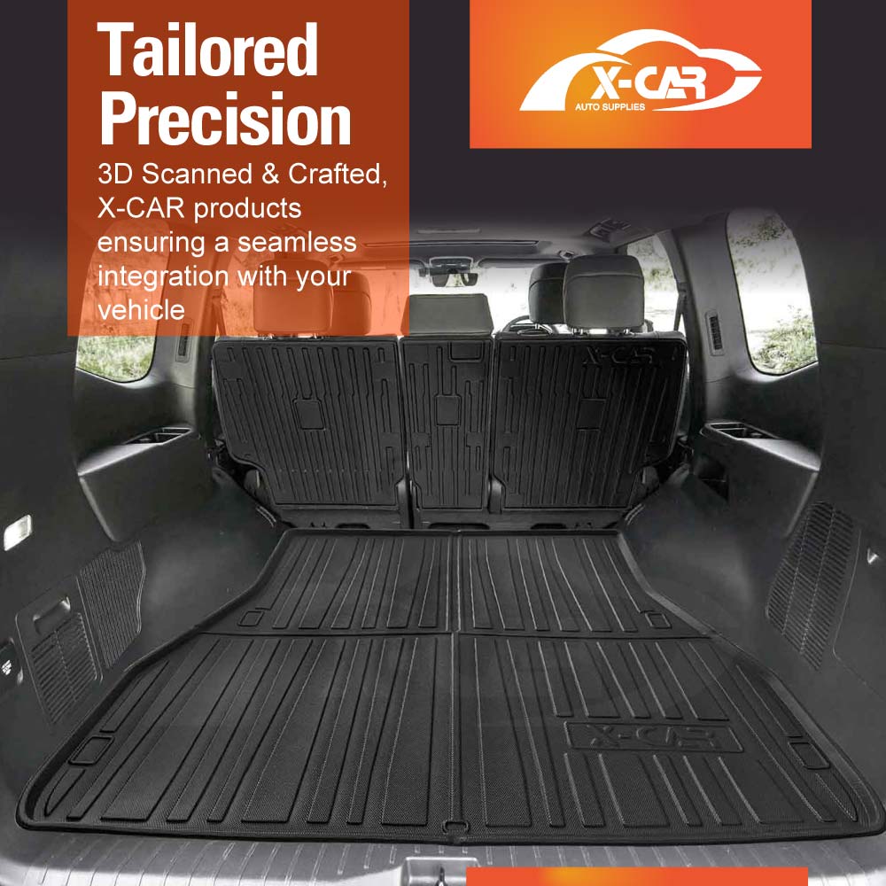 Boot Liner Set for Toyota Landcruiser 300 LC300 2021-Onwards 5-Seater Diesel Heavy Duty Car Trunk Cargo Kick Mats Back Seat Protector