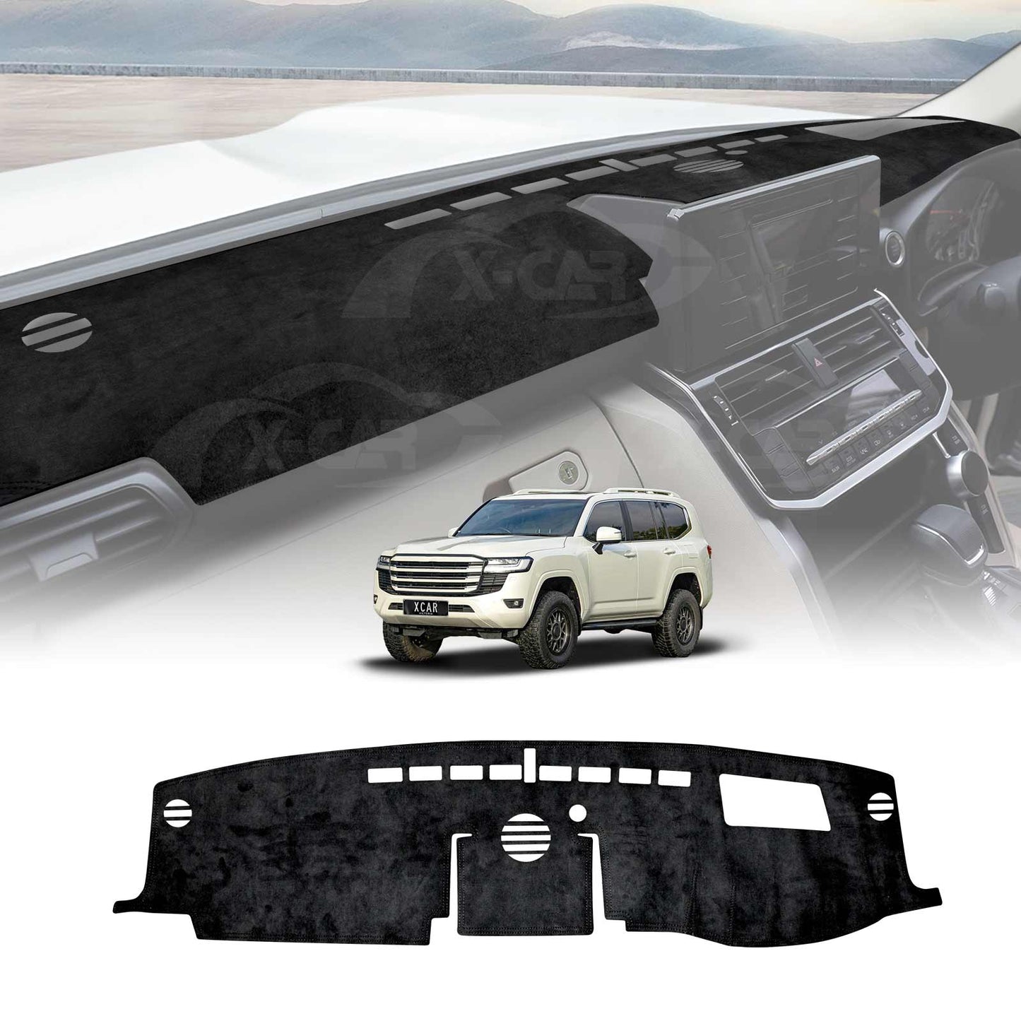 Dash Mat for Toyota Landcruiser 300 LC300 2021-Onwards With HUD Non-Slip Microfiber Pad Cover Interior Accessories