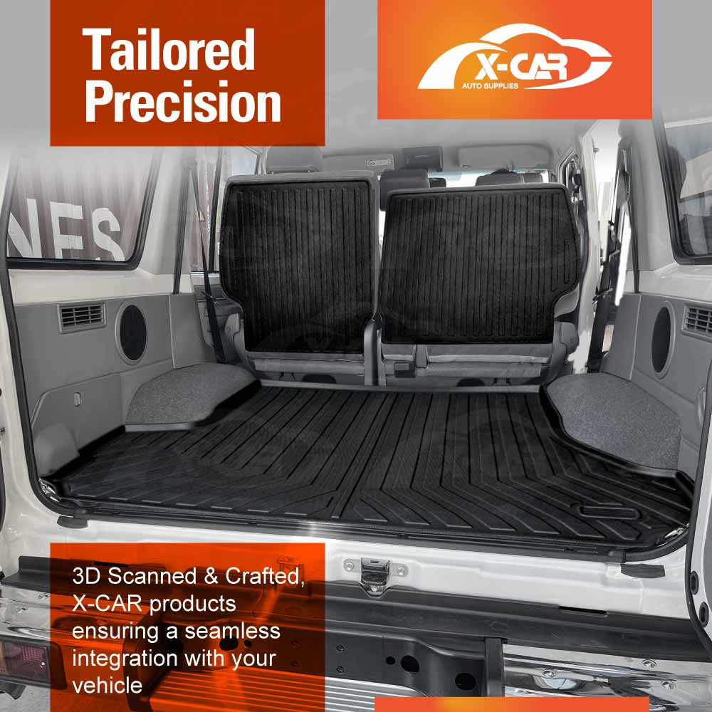 Floor Mats Boot Liner Set for Toyota Landcruiser 70/76 Series 2023-Onwards All Weather Heavy Duty Car Trunk Cargo Kick Back Seat Protector Cover