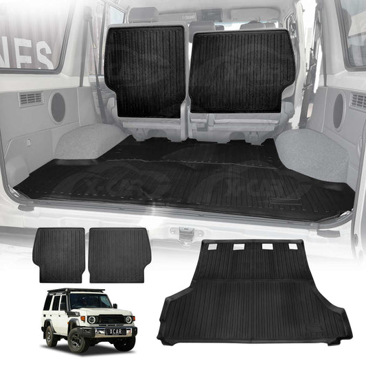 Boot Liner Kick Mats Set for Toyota Landcruiser 70/76 Series 2023-Onwards All Weather Heavy Duty Cargo Car Trunk Back Seat Protector