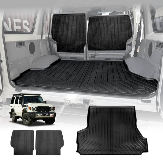 Boot Liner Kick Mats Set for Toyota Landcruiser 70/76 Series 2023-Onwards All Weather Heavy Duty Cargo Car Trunk Back Seat Protector