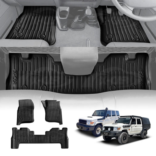 3D Floor Mats for Toyota Landcruiser 70/79/76 Series 2012-Onwards Customized Heavy Duty All Weather Car Liner Full Set Carpet