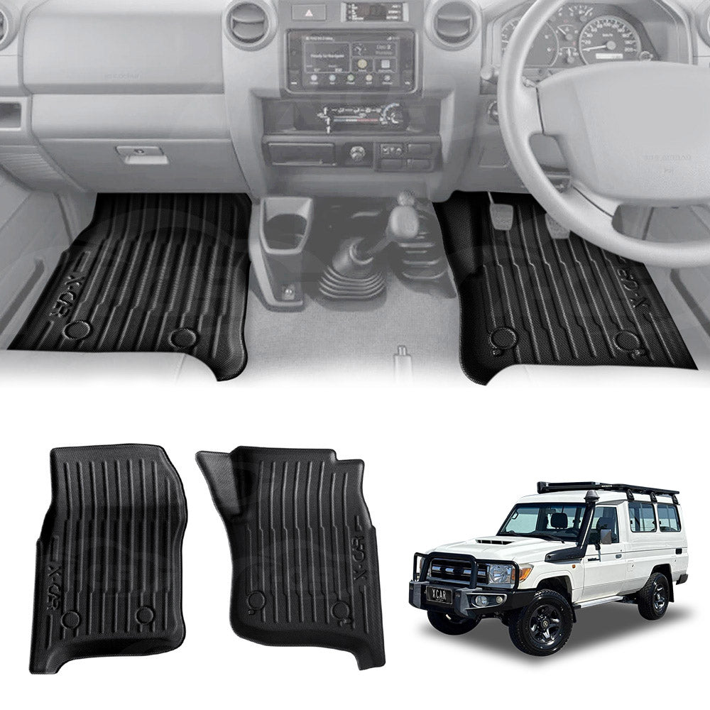 3D Front Floor Mats for Toyota Land Cruiser 78 Series Troopcarrier 2012-Onwards Heavy Duty All Weather Car Mats Carpet Liner Set