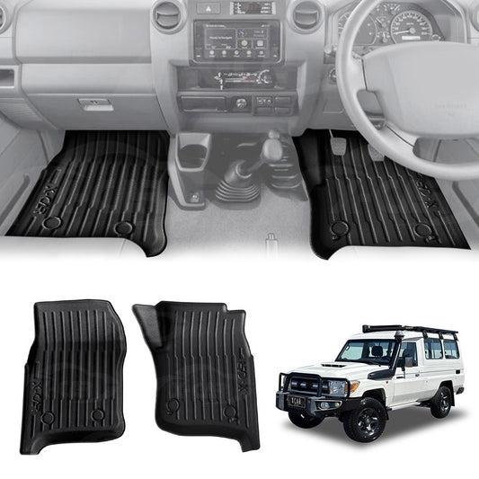 3D Front Floor Mats for Toyota Land Cruiser 78 Series Troopcarrier 2012-Onwards Heavy Duty All Weather Car Mats Carpet Liner Set