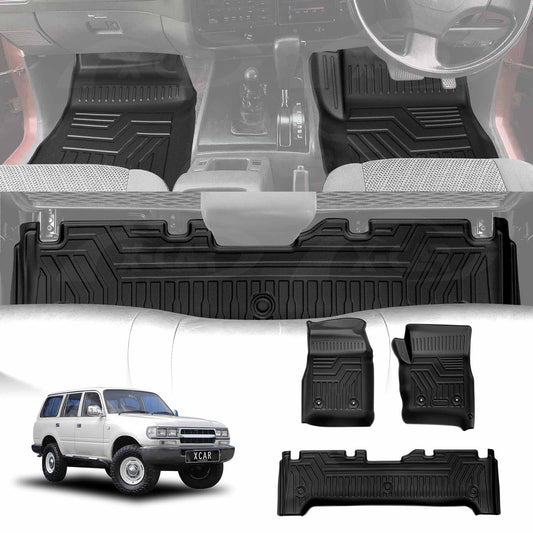 3D Floor Mats for Toyota Landcruiser 80 Series 1991-1998 Heavy Duty All Weather Car Carpet Liner Set Accessories