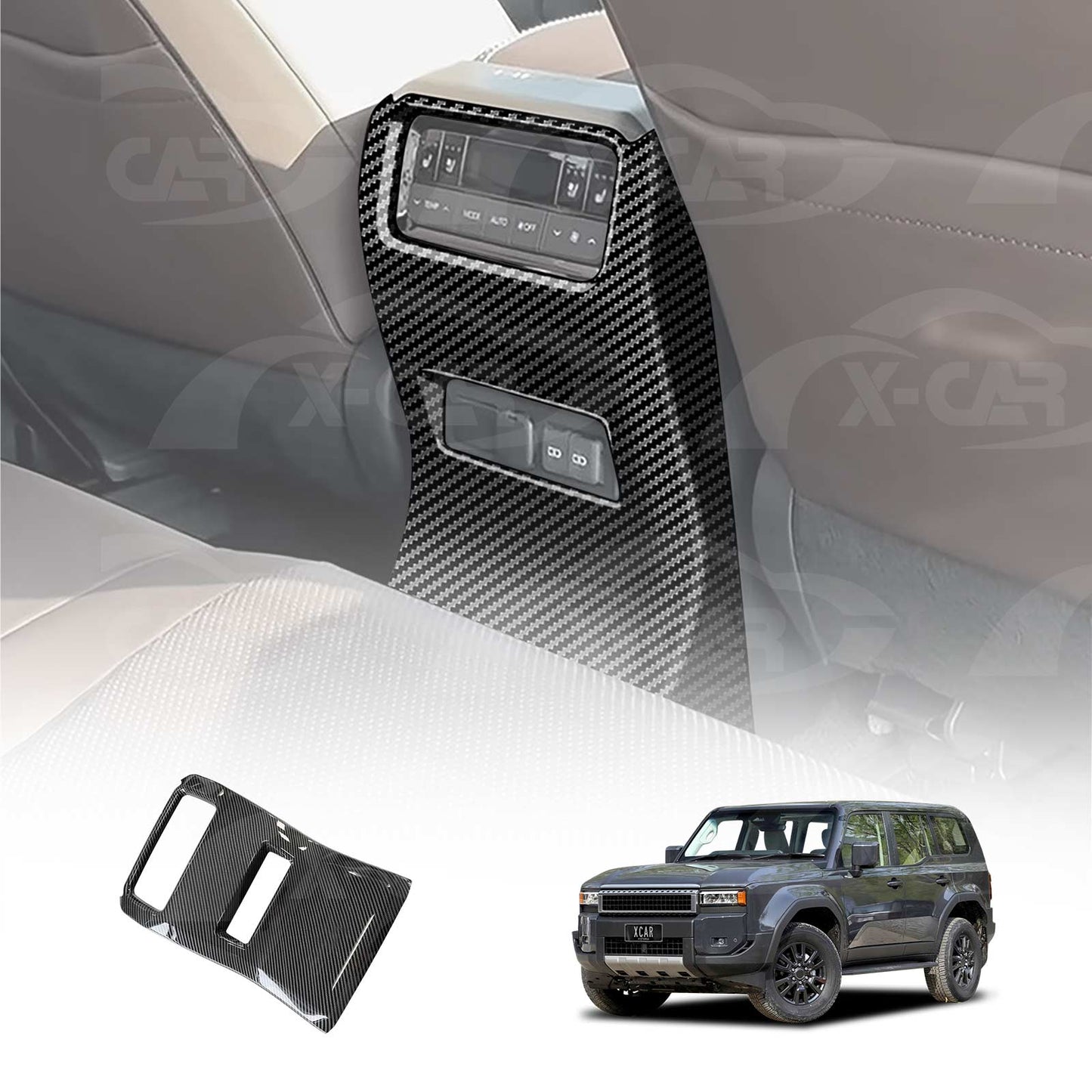 Rear AC Vent Panel Cover Trim for Toyota Prado 250 Series 2024-Onwards Carbon Fiber Style Decor Cover Protector