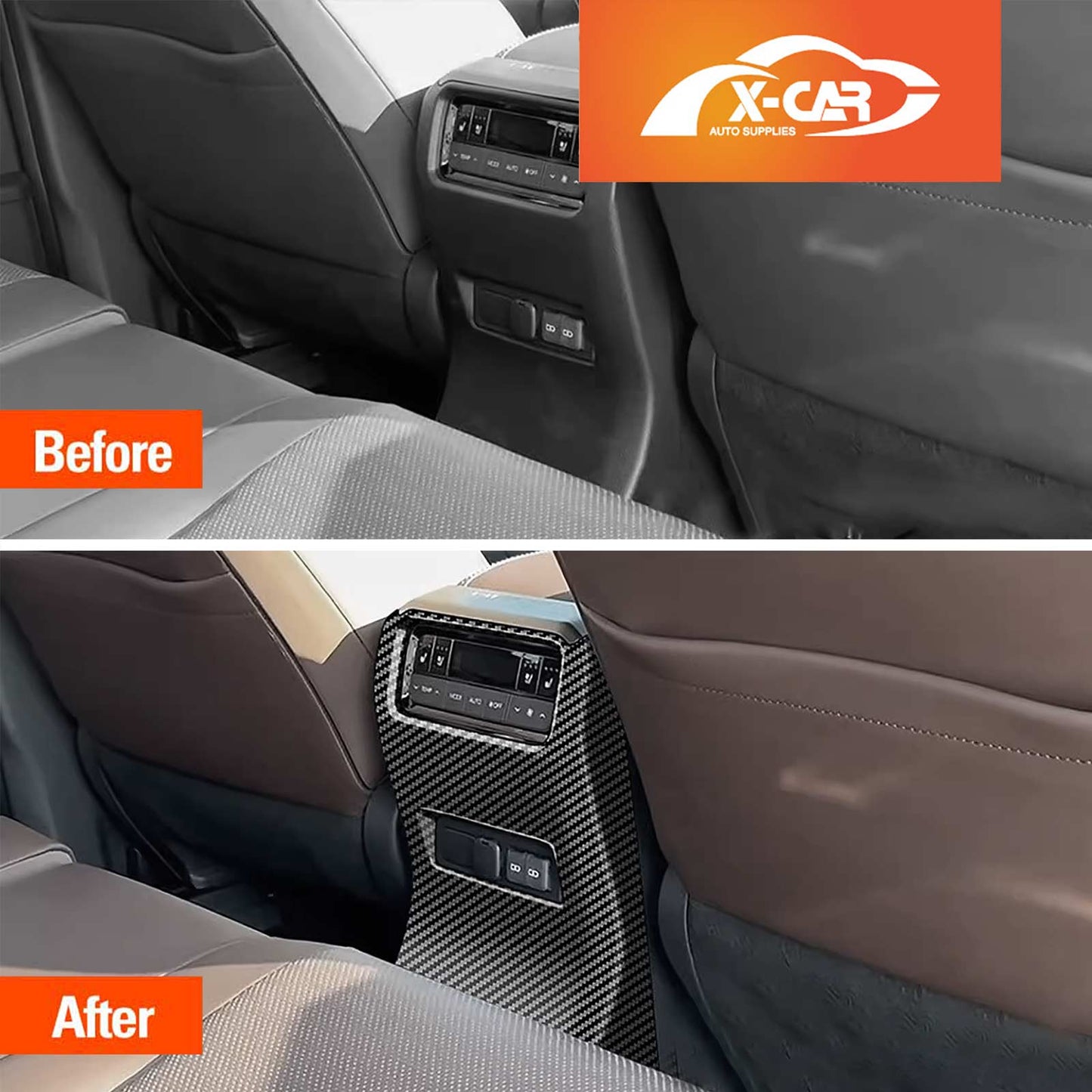 Interior Trim Kit for Toyota Prado 250 2024-Onwards Carbon Fiber Style Window Control Gear Shift Panel Console & Rear AC Vent Covers