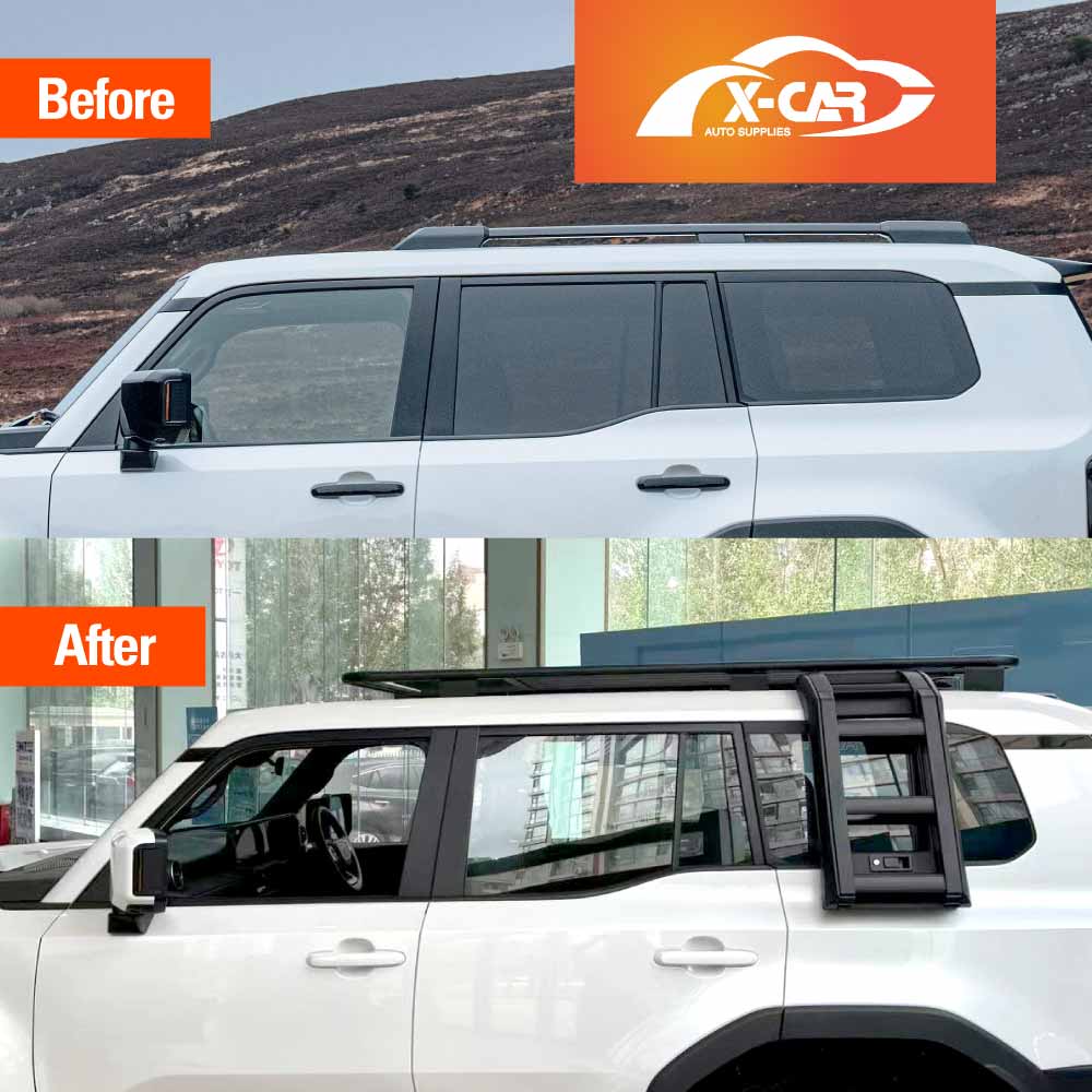 Roof Rack Rear Ladder LED Awning for Toyota Prado 250 Series GX/GXL 2024-2025 Multi-Functional Expansion Platform Aluminum Alloy