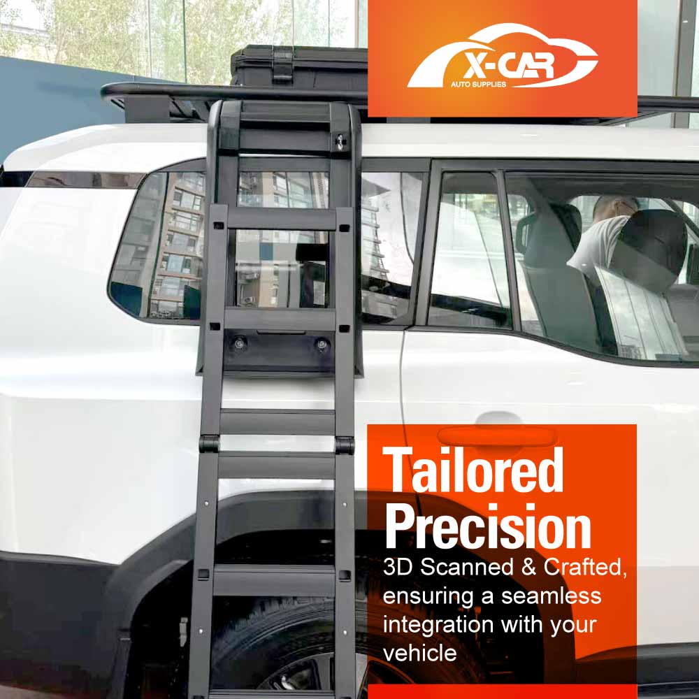 Foldable Liftable Side Ladder for Toyota Prado 250 Series 2024-2025 Protective Frame Exterior Modification Accessories Aluminum Alloy Black