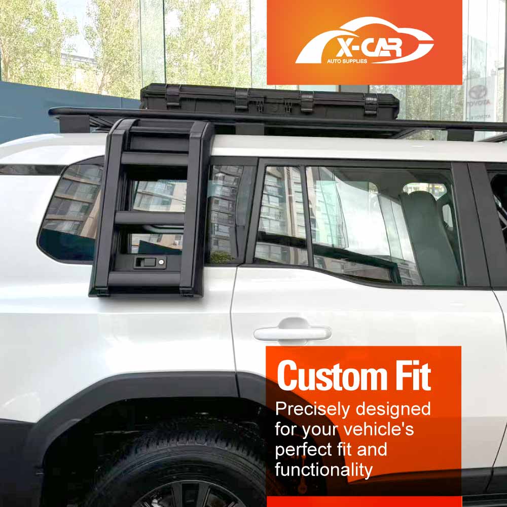 Roof Rack Rear Ladder LED Awning for Toyota Prado 250 Series VX/Kakadu/Altitude 2024-2025 Multi-Functional Expansion Platform Aluminum Alloy