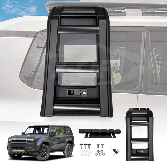 Foldable Liftable Side Ladder for Toyota Prado 250 Series 2024-2025 Protective Frame Exterior Modification Accessories Aluminum Alloy Black